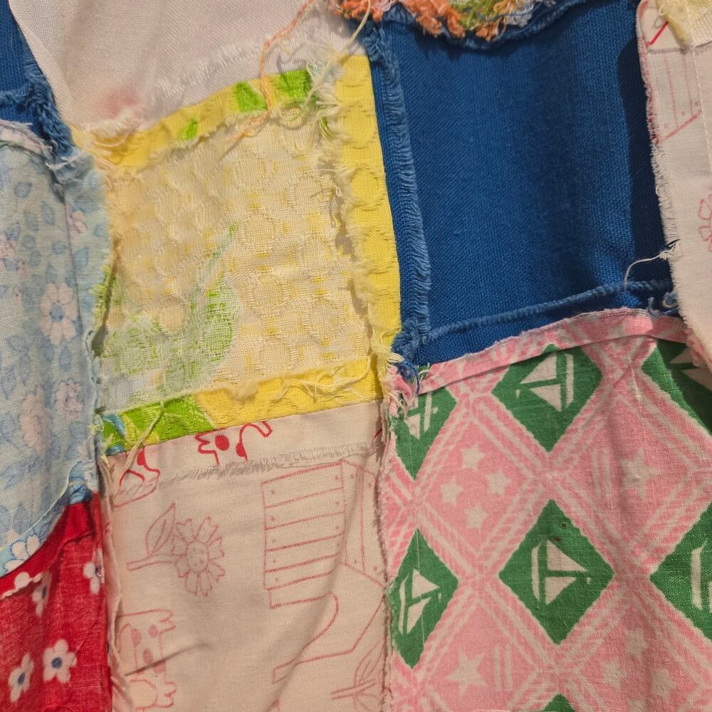 Vintage Patchwork Quilt Cropped Pants High Rise Boho Flare Artisan Small S - Picture 8 of 8